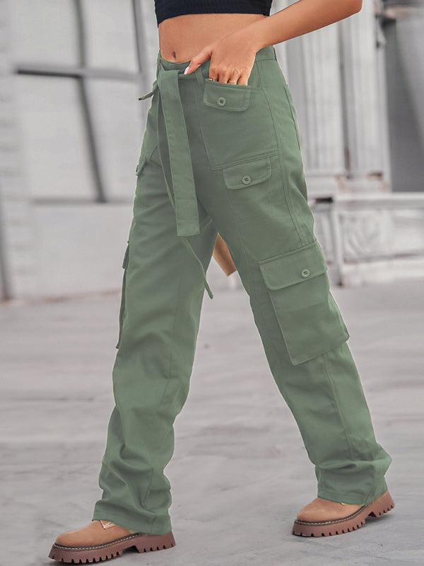 Women's Cargo Trousers With Belt And Side Pockets
