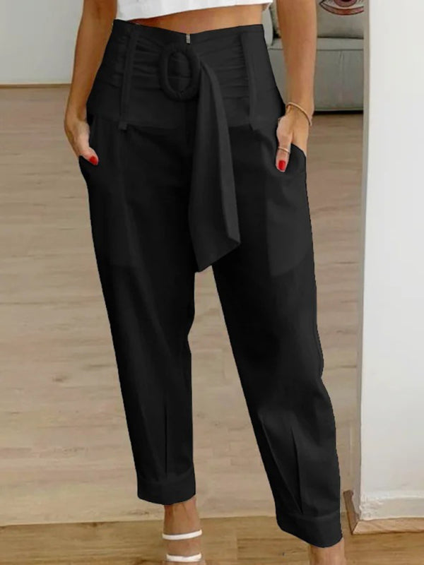 Women's Cropped Trousers With Belt