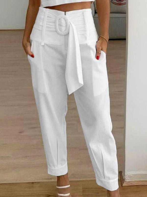 Women's Cropped Trousers With Belt