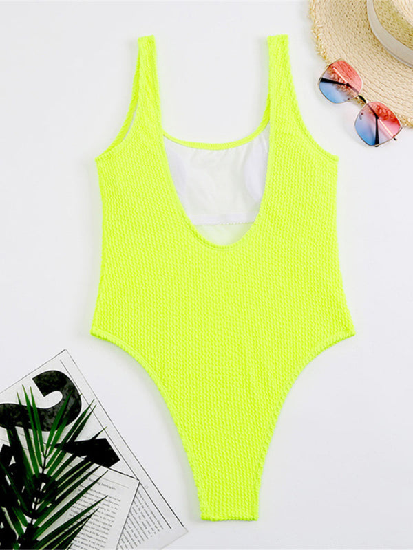 Women's Textured Swimsuit With Back Cut Out Design