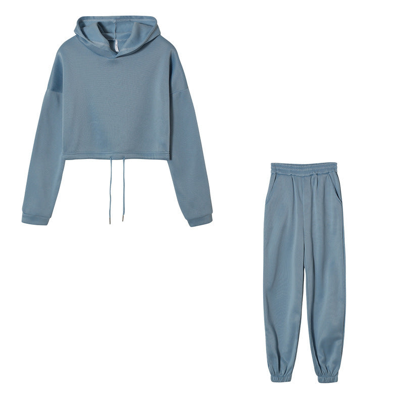 Women's Cropped Overhead Drawstring Hoody And Joggers