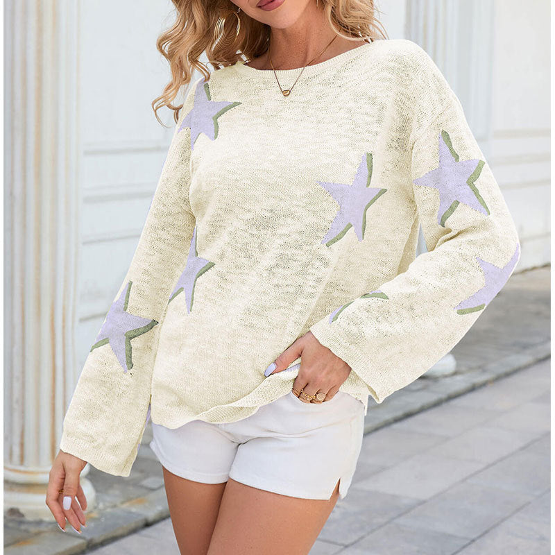 Women's Star Print Casual Knit Jumper